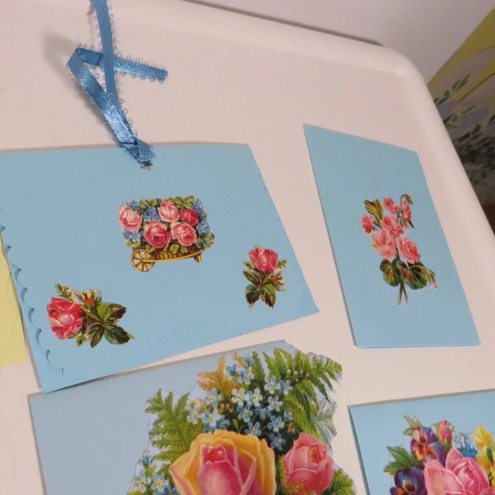 Victorian Gift Tags Cardstock with some embossed images & glitter paint accents